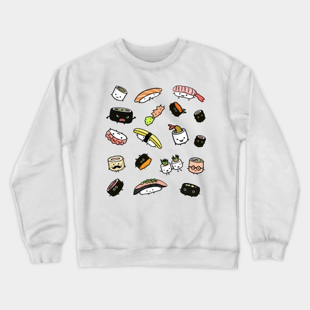 Kawaii Sushi Characters Crewneck Sweatshirt by Coffee Squirrel